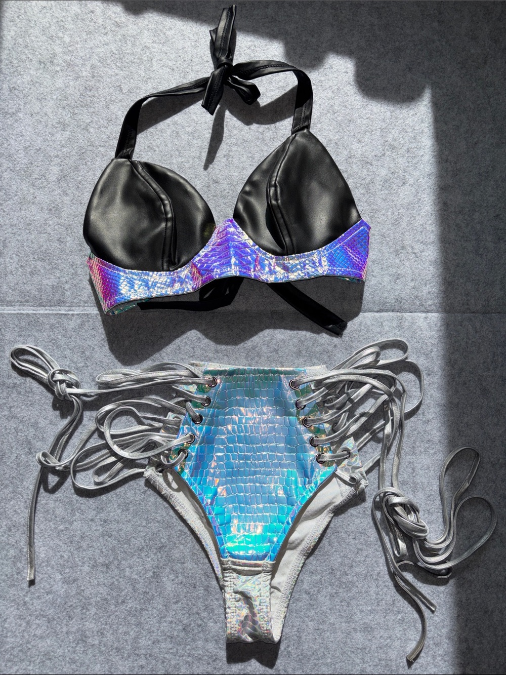 Holographic Crocodile Snake Skin Rave Set